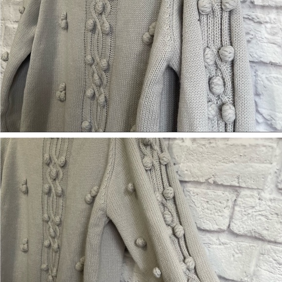 GREY POM POM SWEATER With Wide Fold Over Neck - Picture 2 of 2